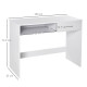 Compact Computer Desk, Study Table with Drawer and Storage Compartment, Writing Workstation, White