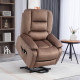 Velvet-Feel Electric Lift-and-Recline Massage Armchair, with Remote - Brown