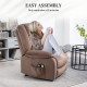 Velvet-Feel Electric Lift-and-Recline Massage Armchair, with Remote - Brown