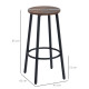 Bar Stools, Set of 2 Kitchen Breakfast Stools with Sturdy Steel Frame, Industrial Tall Bar Chairs, 65cm High Seat, Rustic Brown