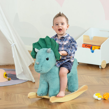 Plush Ride-On Rocking Dinosaur, with Sound - Green