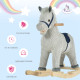 Kids Plush Rocking Horse w/ Sound Children Rocker Ride On Toy Gift 3-6 Years Grey