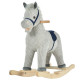 Kids Plush Rocking Horse w/ Sound Children Rocker Ride On Toy Gift 3-6 Years Grey