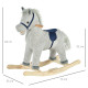 Kids Plush Rocking Horse w/ Sound Children Rocker Ride On Toy Gift 3-6 Years Grey