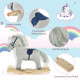 Kids Plush Rocking Horse w/ Sound Children Rocker Ride On Toy Gift 3-6 Years Grey