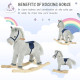 Kids Plush Rocking Horse w/ Sound Children Rocker Ride On Toy Gift 3-6 Years Grey