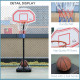 Basketball Hoop Stand Portable Adjustable Height 2.1-2.6m w/ Wheels, Sturdy Rim Stable Base, Red