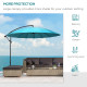 Outsunny 3(m) Cantilever Umbrella 18 Ribs &amp; Vents Adjustable Angle for Patio Green