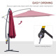 Outsunny 3m Water Resistant Terylene Hanging Parasol Wine Red