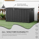 Outsunny 336 Litre Extra Large Outdoor Garden Storage Box, Water-resistant Heavy Duty Double Wall Plastic Container, Garden Furn