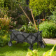 Outsunny Garden Trolley, Cargo Traile on Wheels, Folding Collapsible Camping Trolley, Outdoor Utility Wagon, Dark Grey