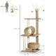 PawHut 121cm Cat Tree Tower for Indoor Cats Kitten Activity Centre Scratching Post with Bed Tunnel Perch Interactive Ball Toy Br