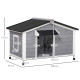 PawHut Large Wooden Dog Kennel for Outside, 72H x 109L x 79Wcm, Grey