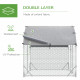 PawHut Walk-In Chicken Run, Metal Chicken Coop with Cover, Outdoor Hen Poultry House Cage with Chicken Activity Shelf, for Chick