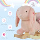 Kids Children Rocking Horse Plush Ride On Rabbit Seat w/ Sound Wood Base Seat Safety Belt Toddler Baby Toy Rocker Pink 18 - 36 M