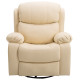 PU Leather Reclining Chair with 8 Massage Points and Heat, Manual Recliner with Swivel Base, Footrest and Remote, Beige