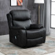 PU Leather Reclining Chair with 8 Massage Points and Heat, Manual Recliner with Swivel Base, Footrest and Remote, Black