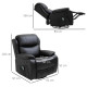 PU Leather Reclining Chair with 8 Massage Points and Heat, Manual Recliner with Swivel Base, Footrest and Remote, Black