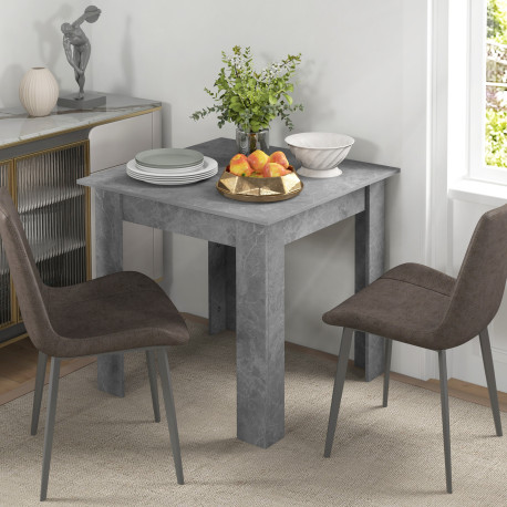 Square Dining Table, Modern Dining Room Table with Faux Cement Effect, Space Saving Small Dining Table