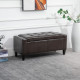 PU Leather Storage Ottoman Bench Storage Chest Tufted Ottoman Cube w/ Flipping Top 92L x 40W x 40H cm Brown