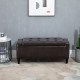 PU Leather Storage Ottoman Bench Storage Chest Tufted Ottoman Cube w/ Flipping Top 92L x 40W x 40H cm Brown