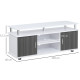 TV Cabinet Unit for TVs up to 50&#039;&#039; with Storage Shelf and Cupboards, Living Room Entertainment Center Media Console, Grey and Wh