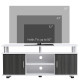 TV Cabinet Unit for TVs up to 50&#039;&#039; with Storage Shelf and Cupboards, Living Room Entertainment Center Media Console, Grey and Wh