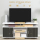 TV Cabinet Unit for TVs up to 50&#039;&#039; with Storage Shelf and Cupboards, Living Room Entertainment Center Media Console, Grey and Wh