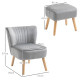 Velvet Accent Chair Occasional Tub Seat Padding Curved Back with Ottoman Wood Frame Legs Home Furniture Light Grey