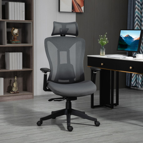 Vinsetto Mesh Office Chair, Ergonomic Desk Chair, Computer Chair with Adjustable Headrest and Lumbar Support, 135° Reclining Bac