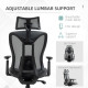 Vinsetto Mesh Office Chair, Ergonomic Desk Chair, Computer Chair with Adjustable Headrest and Lumbar Support, 135° Reclining Bac