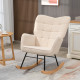 Berber Fleece Nursery Glider Rocker for Nursing, Wingback Rocking Chair for Living Room, Beige