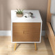 Wood Effect Wto-Drawer Bedside Table - Brown/White