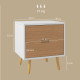 Wood Effect Wto-Drawer Bedside Table - Brown/White