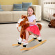 Baby Rocking Horse Plush Ride on Animals Rocker with Sound Handle Grip for kids 3-6 years - Brown