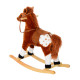 Baby Rocking Horse Plush Ride on Animals Rocker with Sound Handle Grip for kids 3-6 years - Brown