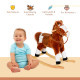 Baby Rocking Horse Plush Ride on Animals Rocker with Sound Handle Grip for kids 3-6 years - Brown