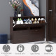 Wooden Modern Design 4 Drawer Shoes Cabinet Pull Down Shelf Storage Organiser Entrance Hallway Furniture - Dark Brown