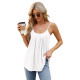 Women Camisole Spaghetti Strap Tank Tops Loose Fit Flowy Vest - White 2XL