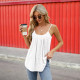 Women Camisole Spaghetti Strap Tank Tops Loose Fit Flowy Vest - White 2XL