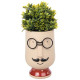 Face Plant Pot Man With Glasses Large Planter