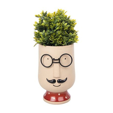 Face Plant Pot Man With Glasses Large Planter