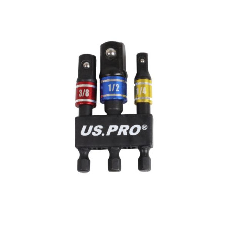 US Pro 3pc Impact Driver Colour Coded Socket Adaptors