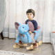 2 In 1 Plush Baby Ride on Rocking Horse Elephant Rocker with Wheels Wooden Toy for Kids 32 Songs for 18+ Months (Blue)