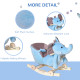 2 In 1 Plush Baby Ride on Rocking Horse Elephant Rocker with Wheels Wooden Toy for Kids 32 Songs for 18+ Months (Blue)