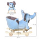 2 In 1 Plush Baby Ride on Rocking Horse Elephant Rocker with Wheels Wooden Toy for Kids 32 Songs for 18+ Months (Blue)