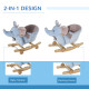 2 In 1 Plush Baby Ride on Rocking Horse Elephant Rocker with Wheels Wooden Toy for Kids 32 Songs for 18+ Months (Blue)