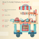 50 Pcs Kids Kitchen Play set Fast Food Trolley Cart Pretend Playset Toys with Play Food Cashier Register Accessories Gift for Bo