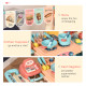 50 Pcs Kids Kitchen Play set Fast Food Trolley Cart Pretend Playset Toys with Play Food Cashier Register Accessories Gift for Bo