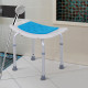 6-Level Height Adjustable Aluminium Bath Room Stool Chair Shower Non-Slip Design w/ Padded Seat Drainage Holes Foot Pad, Blue